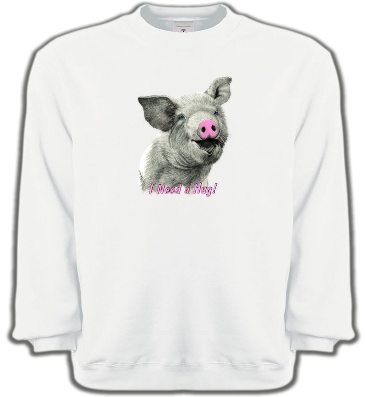Sweatshirts Unisexe Cochon Cochon gris nez rose (C)
