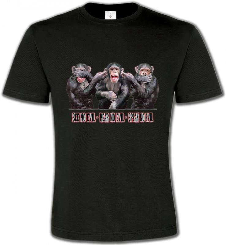 T-Shirts Col Rond Unisexe Signes astrologiques 3 Chimpanzés