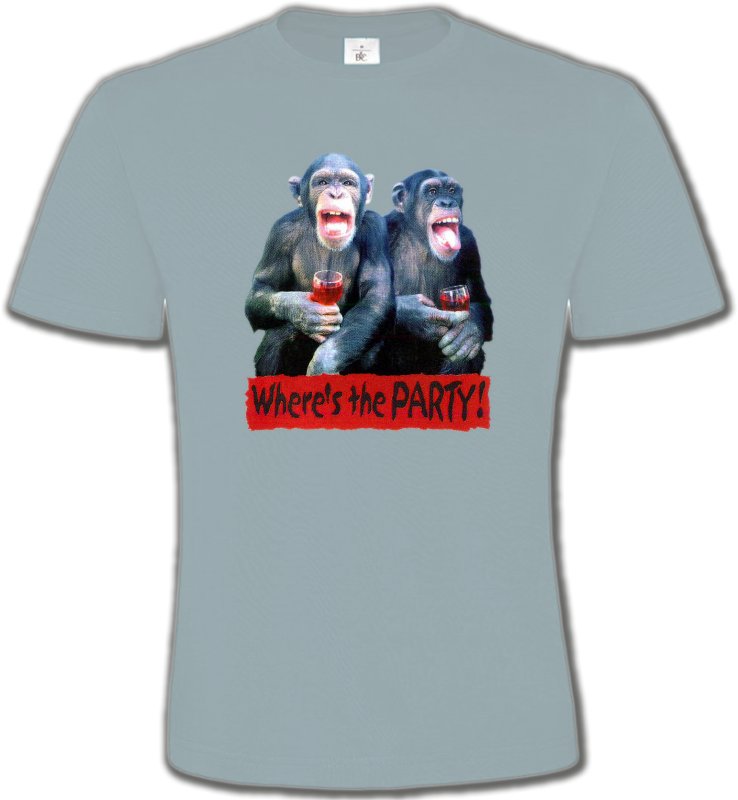 T-Shirts Col Rond Unisexe Singe 2 Chimpanzés