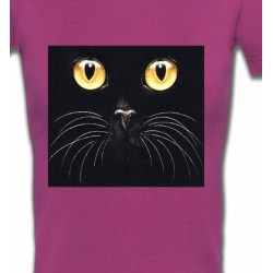 T-Shirts T-Shirts Col V Femmes Chat noir (H1)