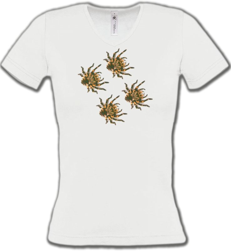 T-Shirts Col V Femmes Arachnides Araignées