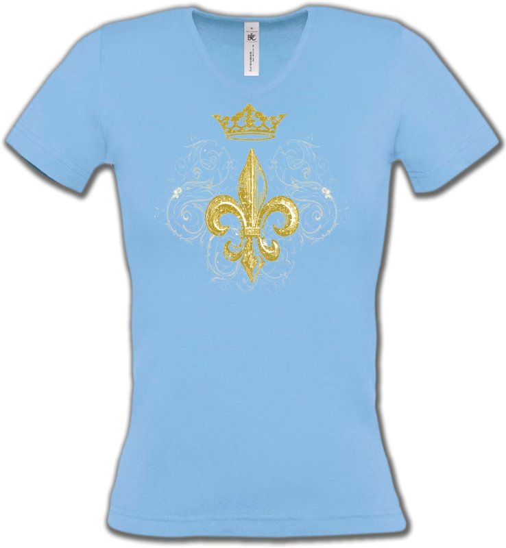 T-Shirts Col V Femmes Fées et Elfes Roi/Reine