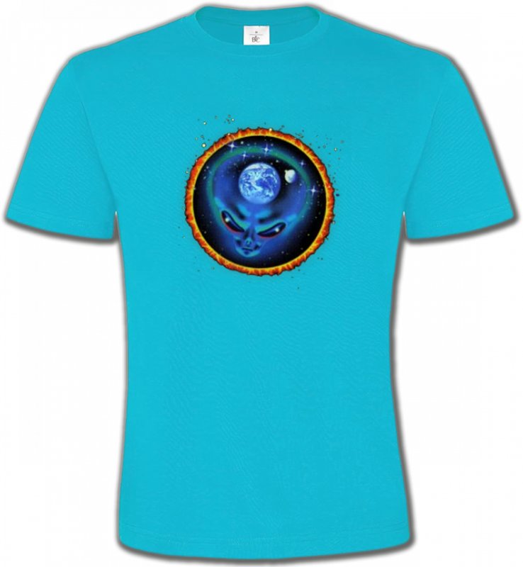 T-Shirts Col Rond Unisexe Planètes et Aliens Alien et Planete