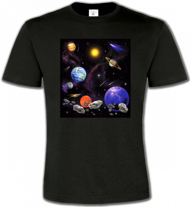 T-Shirts Col Rond Unisexe Planètes et Aliens Planètes