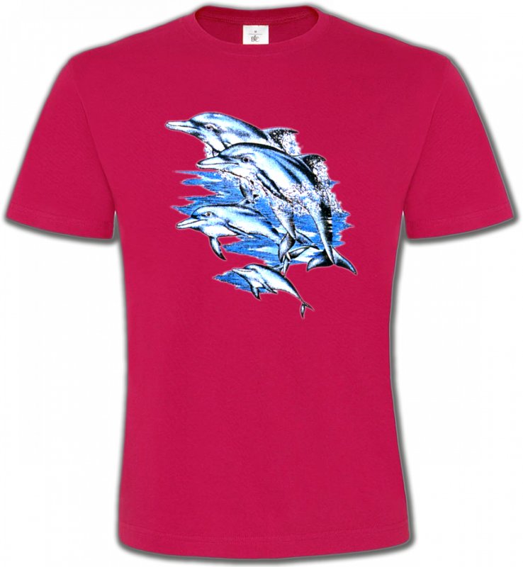 T-Shirts Col Rond Unisexe Aquatique Saut de dauphins
