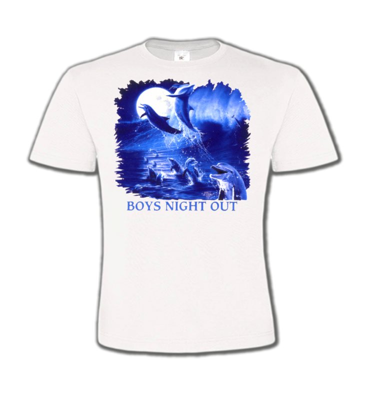 T-Shirts Col Rond Enfants Aquatique Dauphins au clair de lune