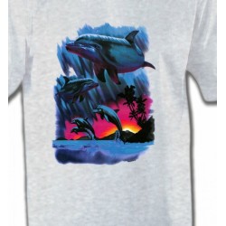 T-Shirts Aquatique Dauphins au coucher de soleil (W2)