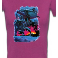 T-Shirts Aquatique Dauphins au coucher de soleil (W2)