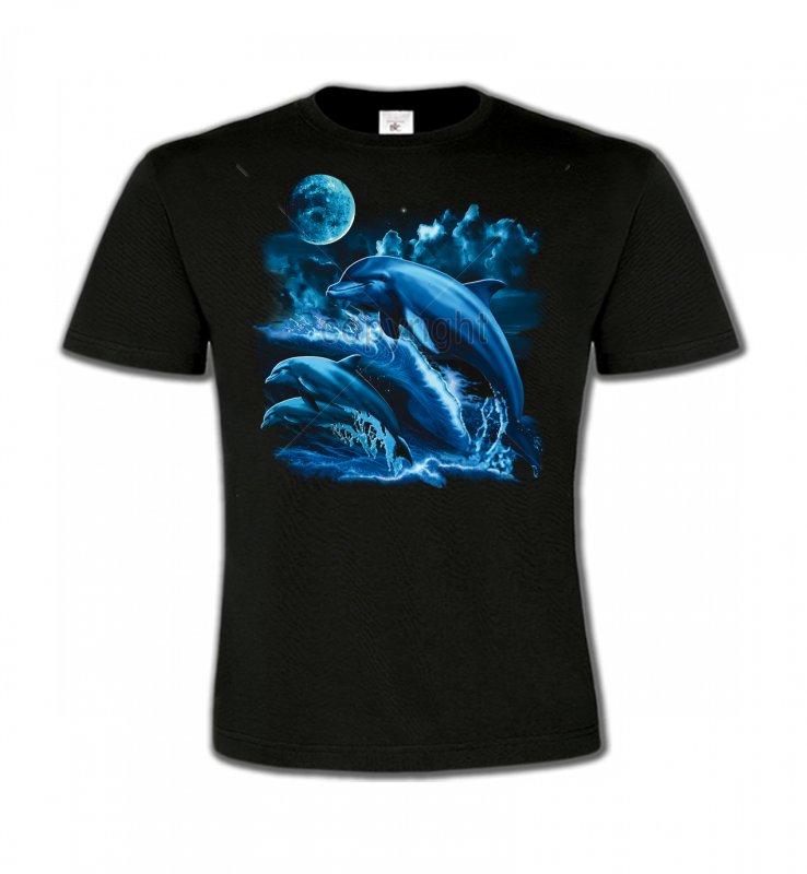 T-Shirts Col Rond Enfants Aquatique Sauts de dauphins (W2)