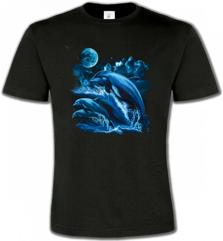 T-Shirts Col Rond Unisexe Aquatique Sauts de dauphins (W2)