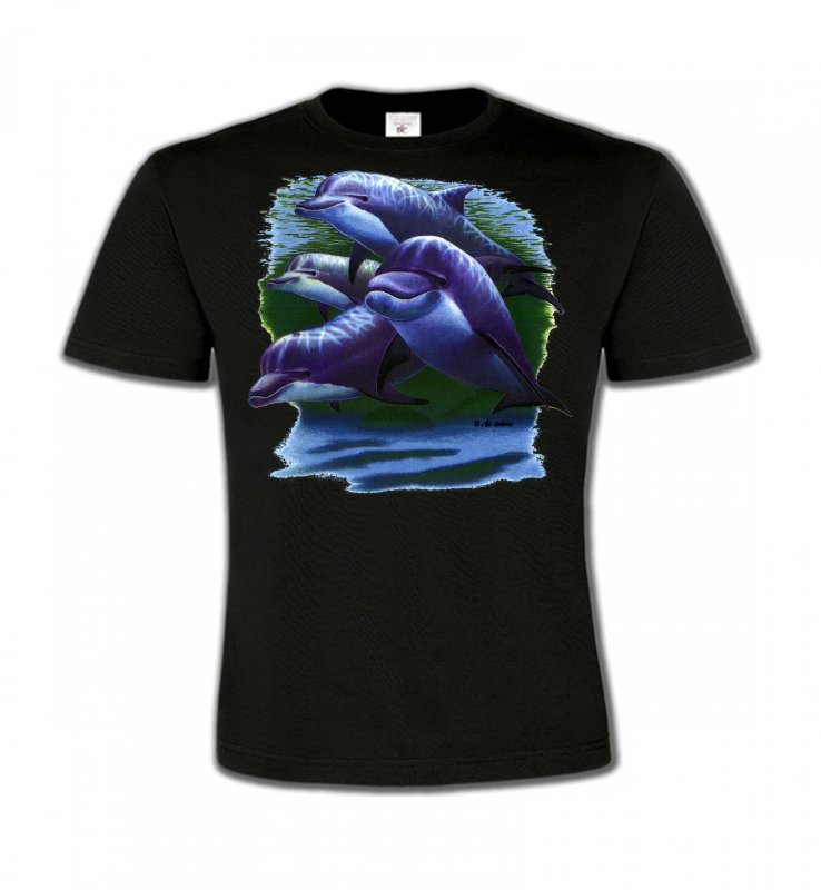 T-Shirts Col Rond Enfants Aquatique 4 dauphins