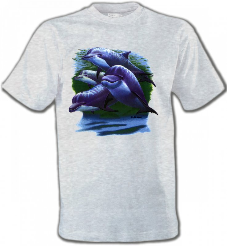 T-Shirts Col Rond Unisexe Aquatique 4 dauphins