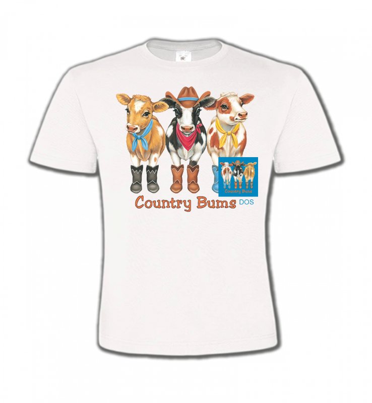 T-Shirts Col Rond Enfants Devant/derrière Vache (FV1)