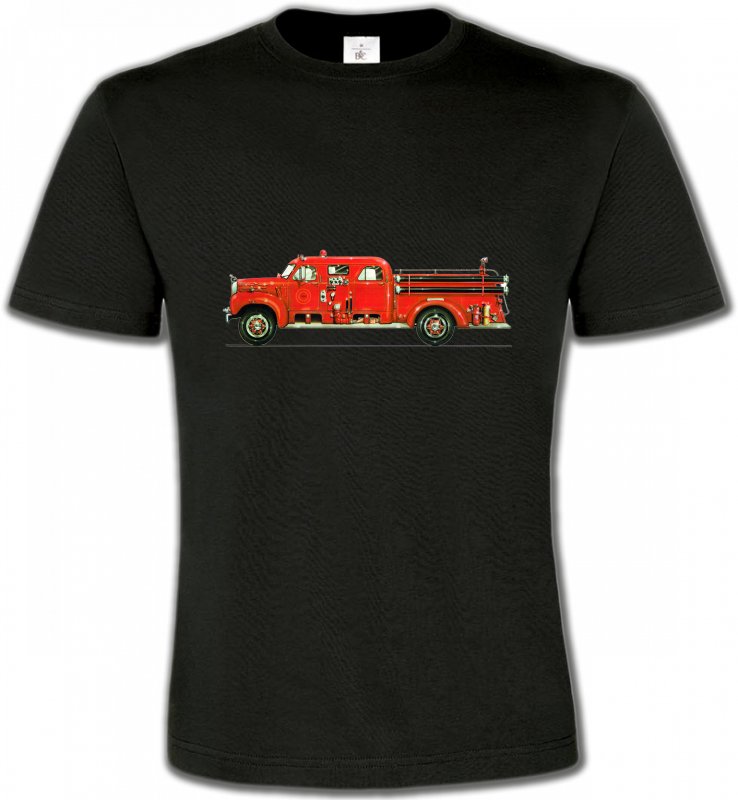T-Shirts Col Rond Unisexe Camions Camion de pompier (L)