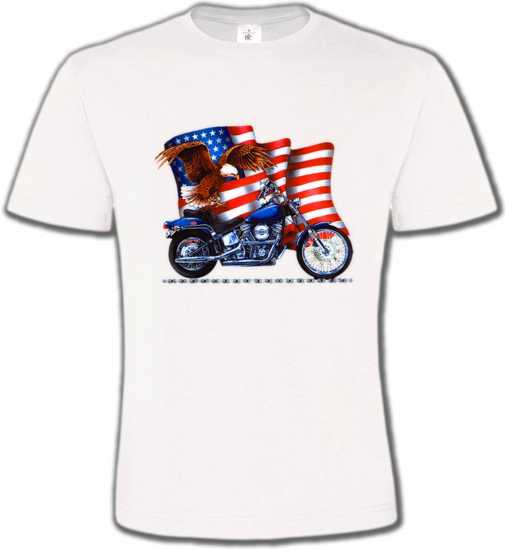 T-Shirts Col Rond Unisexe Aigles Aigle et moto américaine