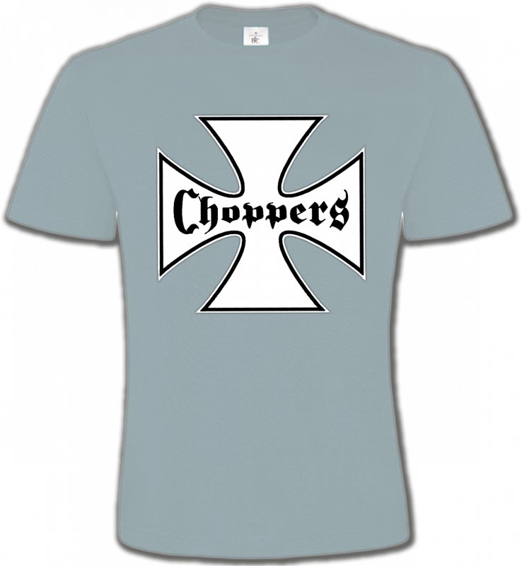 T-Shirts Col Rond Unisexe Tribal Métal Celtique Croix Choppers blanche (Bikers)