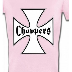 T-Shirts T-Shirts Col V Femmes Croix Choppers blanche (Bikers)