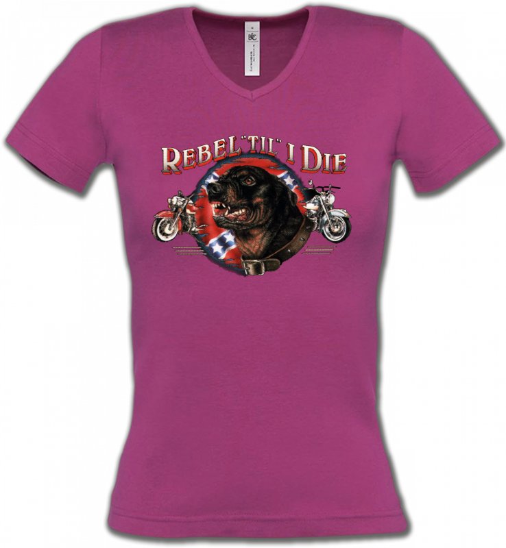 T-Shirts Col V Femmes Rottweiler Rottweiler (L)