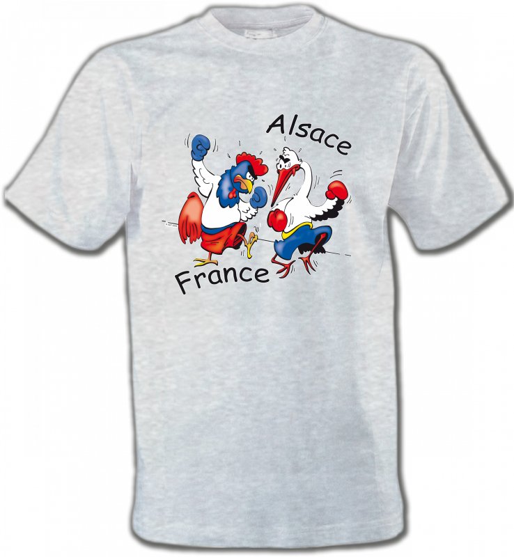 T-Shirts Col Rond Unisexe Humour/amour coq France  cigogne Alsace