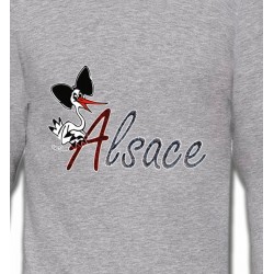 Sweatshirts Alsace  souvenir Cigogne à la coiffe Alsacienne