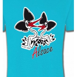T-Shirts Alsace  souvenir Deux cigognes avec coiffes alsaciennes