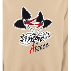 Sweatshirts Alsace  souvenir Deux cigognes avec coiffes alsaciennes