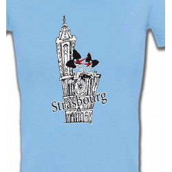 T-Shirts T-Shirts Col V Femmes T-Shirt Cathédrale de Strasbourg avec cigognes