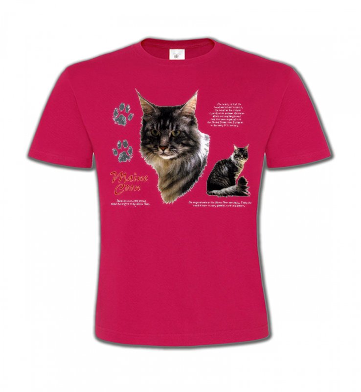 T-Shirts Col Rond Enfants Races de chats Chat Maine Coon gris (M)
