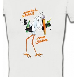 T-Shirts T-Shirts Col V Femmes Cigogne J'aime l'Alsace