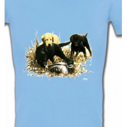 T-Shirts T-Shirts Col V Femmes Labradors qui jouent (Y)