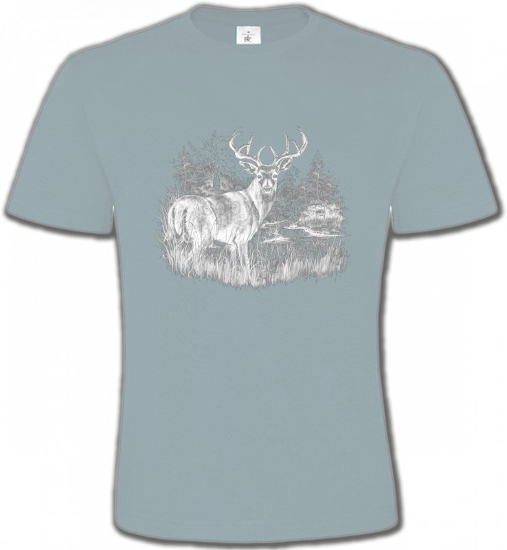 T-Shirts Col Rond Unisexe Chasse Cerf (blanc)