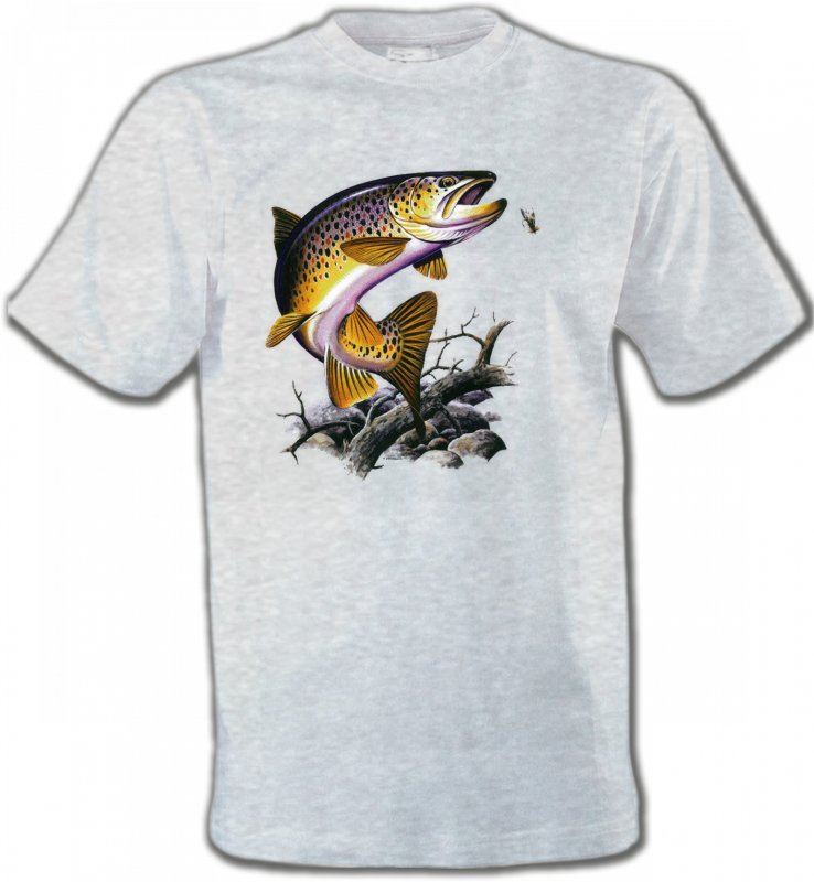 T-Shirts Col Rond Unisexe Pêche Truite saumonée
