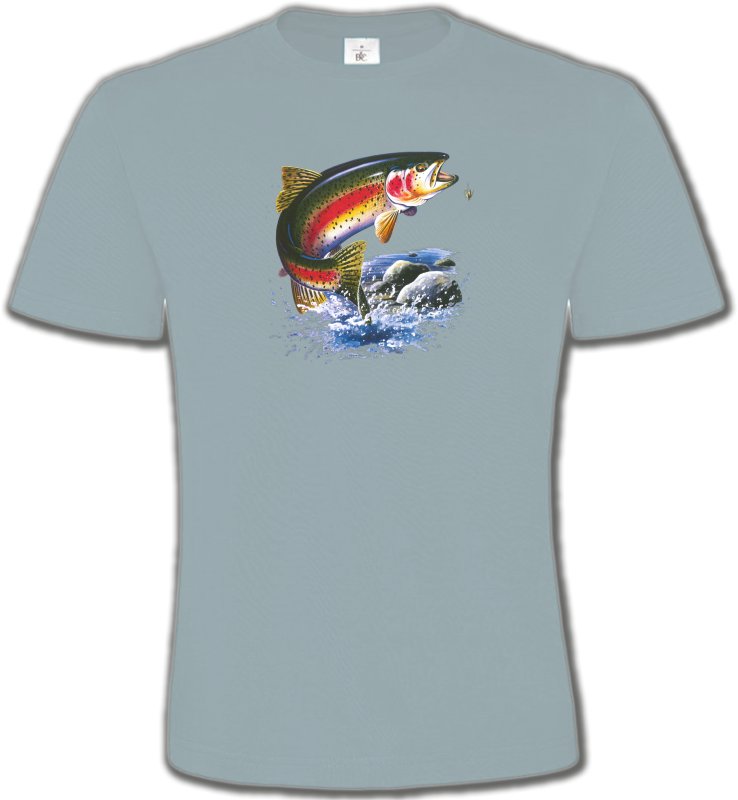 T-Shirts Col Rond Unisexe Pêche Truite arc en ciel (A)