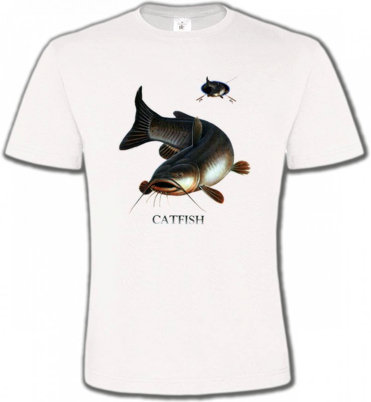 T-Shirts Col Rond Unisexe Pêche Poisson chat
