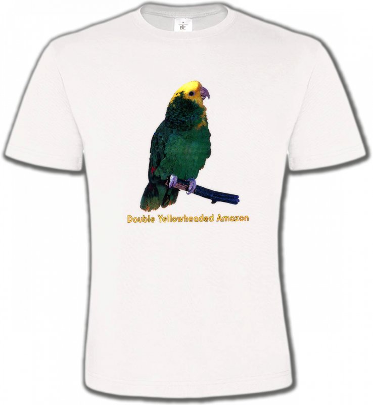 T-Shirts Col Rond Unisexe oiseaux exotiques Perroquet Amazone à double front jaune (H)