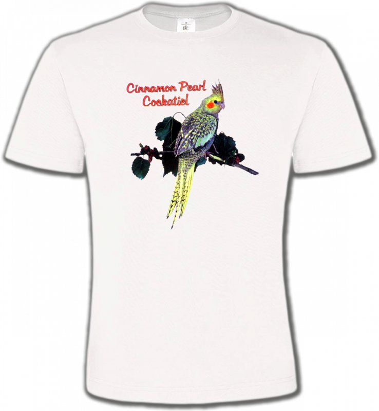 T-Shirts Col Rond Unisexe oiseaux exotiques Perroquet Cockatiel Perlé (D)