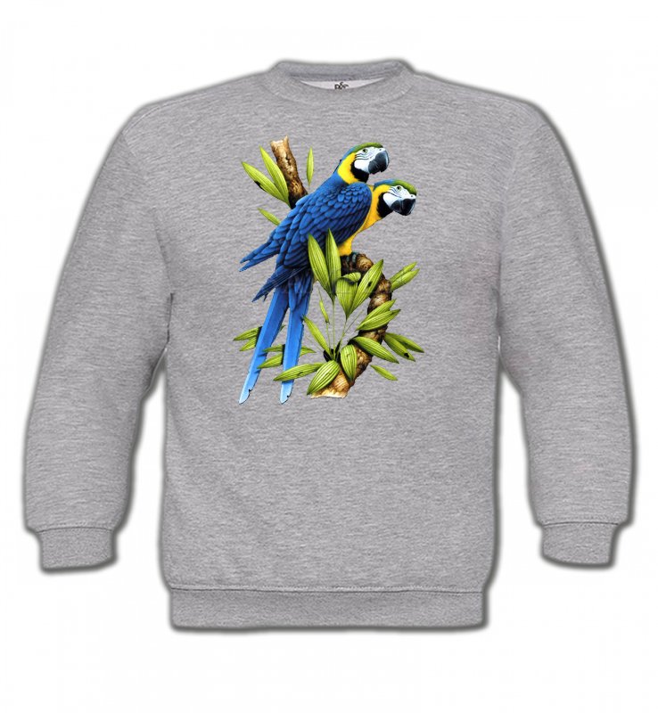 Sweatshirts Enfants oiseaux exotiques Couple de perroquet Ara ararauna bleu (R)