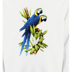 Sweatshirts oiseaux exotiques Couple de perroquet Ara ararauna bleu (R)