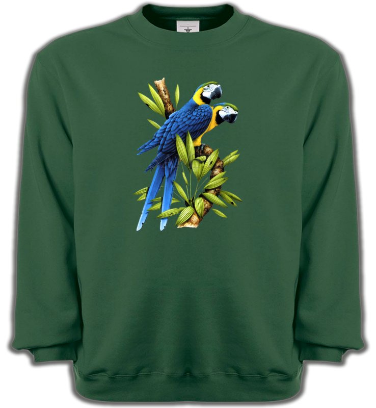 Sweatshirts Unisexe oiseaux exotiques Couple de perroquet Ara ararauna bleu (R)
