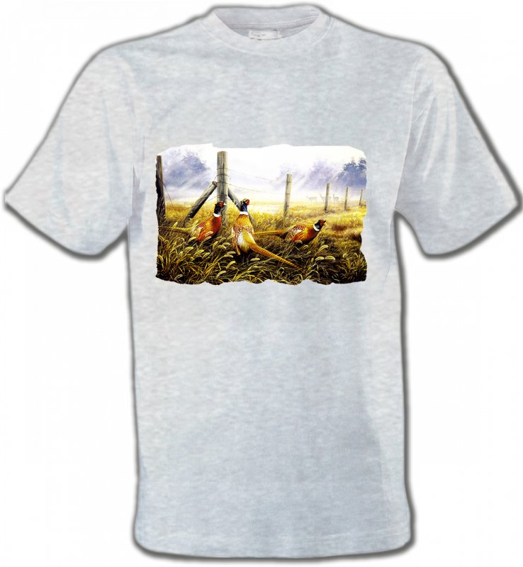T-Shirts Col Rond Unisexe Oiseaux divers 3 Faisans (X)
