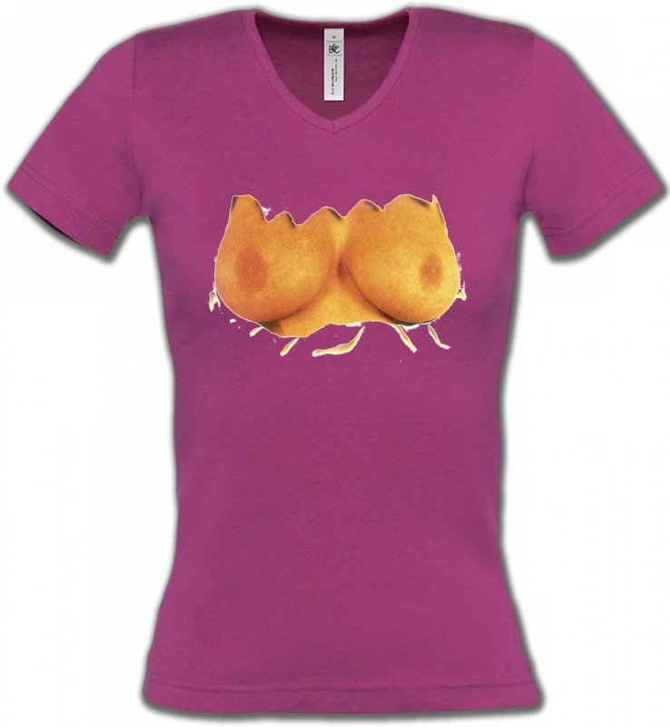 T-Shirts Col V Femmes Humour/amour Seins nus
