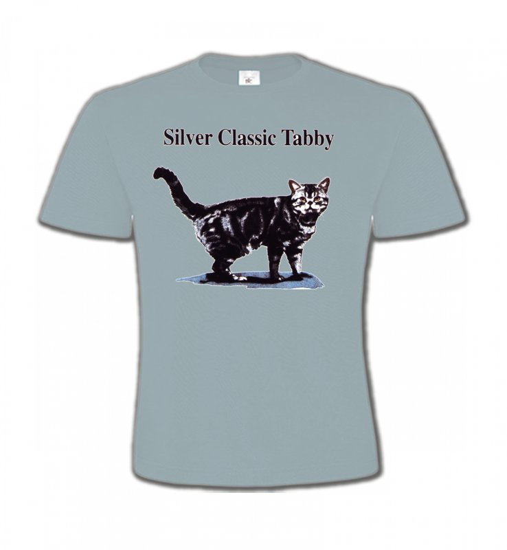 T-Shirts Col Rond Enfants Races de chats Chat tigré gris (Y)