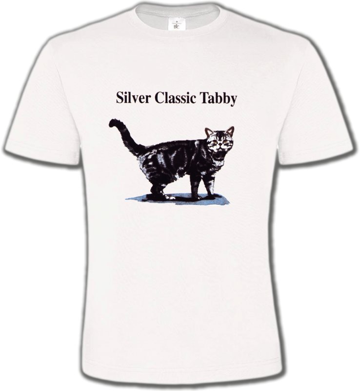 T-Shirts Col Rond Unisexe Races de chats Chat tigré gris (Y)