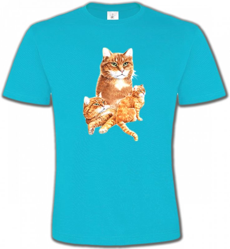 T-Shirts Col Rond Unisexe Races de chats Chat tigré roux (L2)
