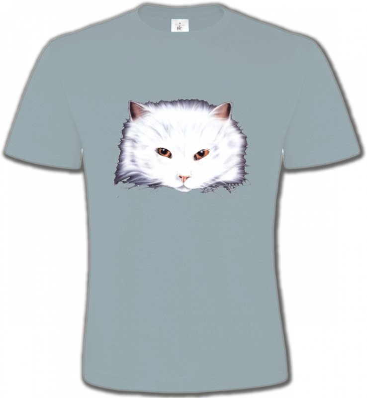 T-Shirts Col Rond Unisexe Races de chats Chat Angora blanc