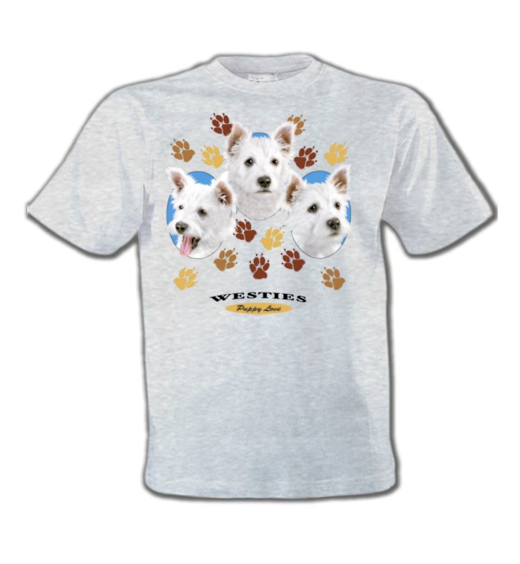 T-Shirts Col Rond Enfants Westie Westies pattes de chiens  (D)