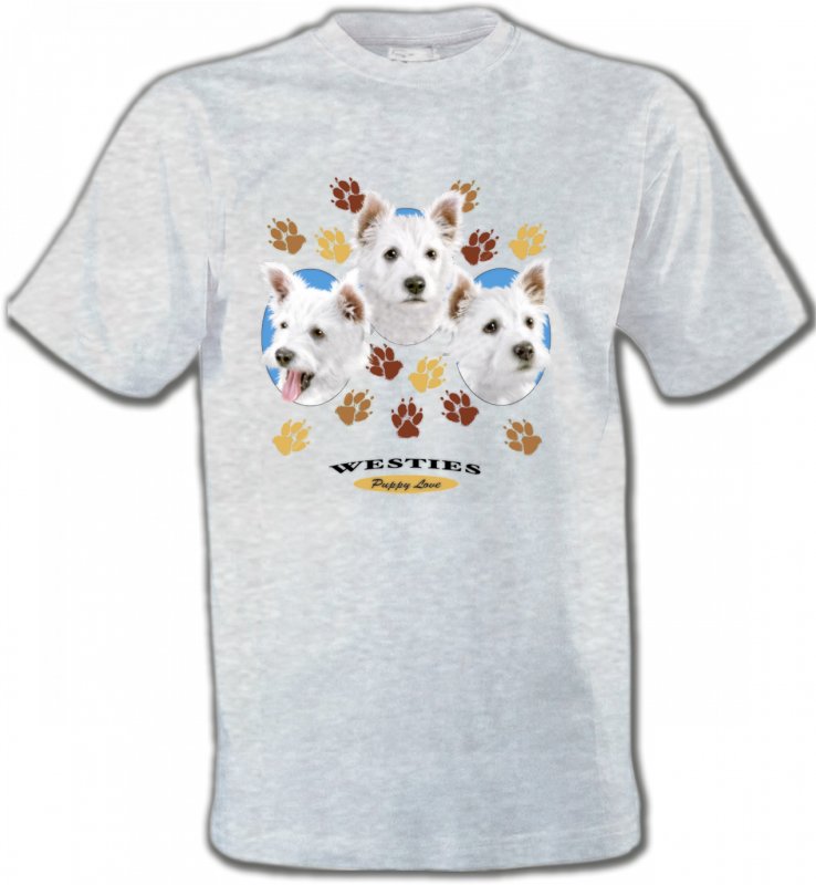 T-Shirts Col Rond Unisexe Westie Westies pattes de chiens  (D)