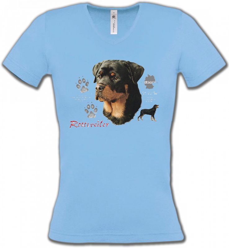T-Shirts Col V Femmes Rottweiler Rottweiler (F)