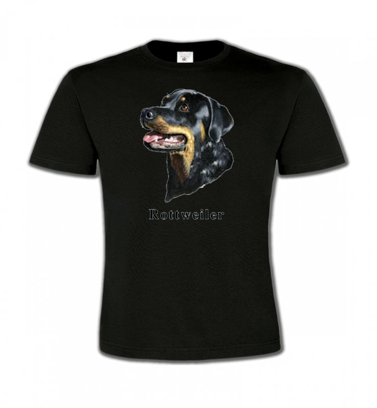 T-Shirts Col Rond Enfants Rottweiler Tête de Rottweiler (G)