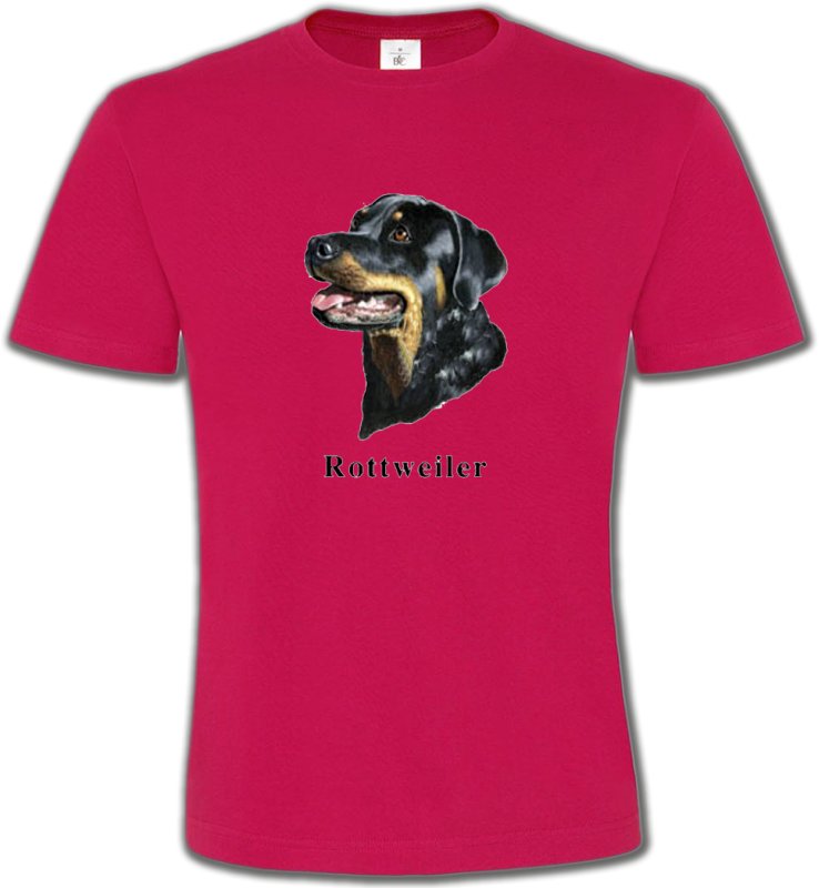 T-Shirts Col Rond Unisexe Rottweiler Tête de Rottweiler (G)